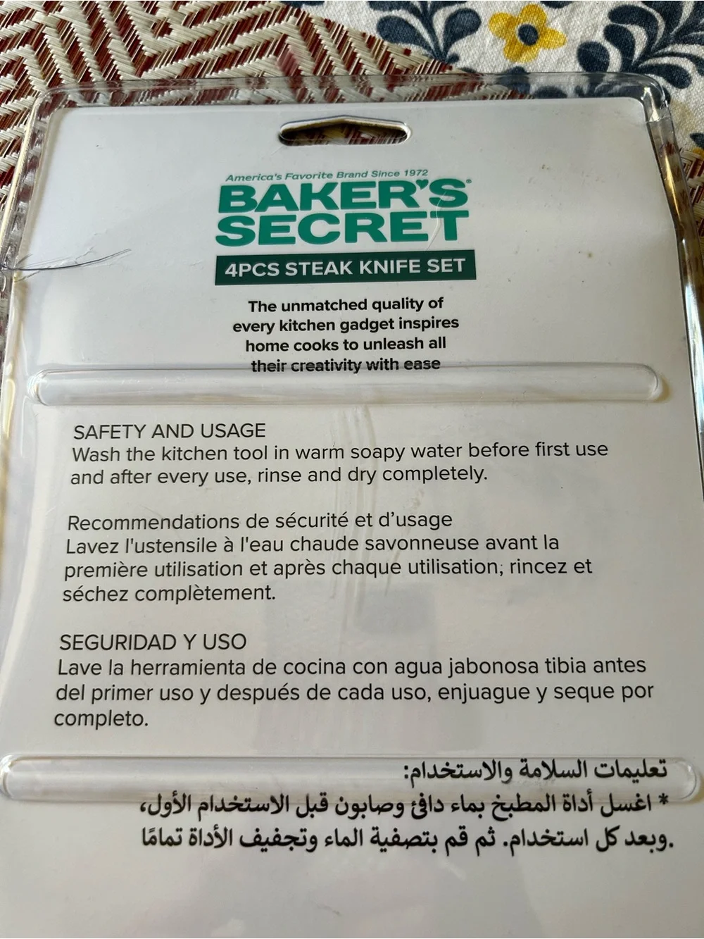 Baker’s Secret 4-Piece Steak Knife Set Stainless Steel Serrated Blades